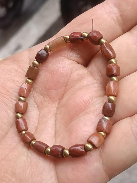 古玩玉器戰(zhàn)漢天然雞肝紅瑪瑙珠串拍賣，當(dāng)前價格580元