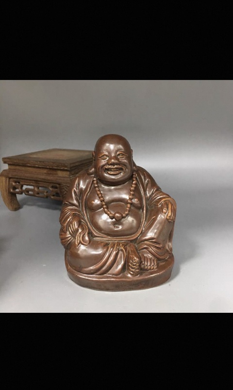 古玩陶瓷德化窯紫金釉造像真品鑒賞圖