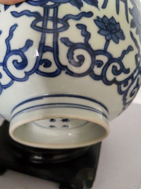 古玩陶瓷清康熙 青花三多紋碗真品鑒賞圖