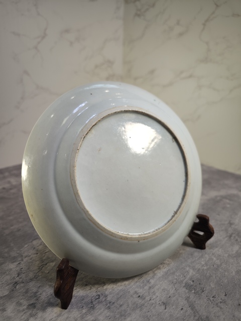 古玩陶瓷花鳥壽桃五彩盤真品鑒賞圖