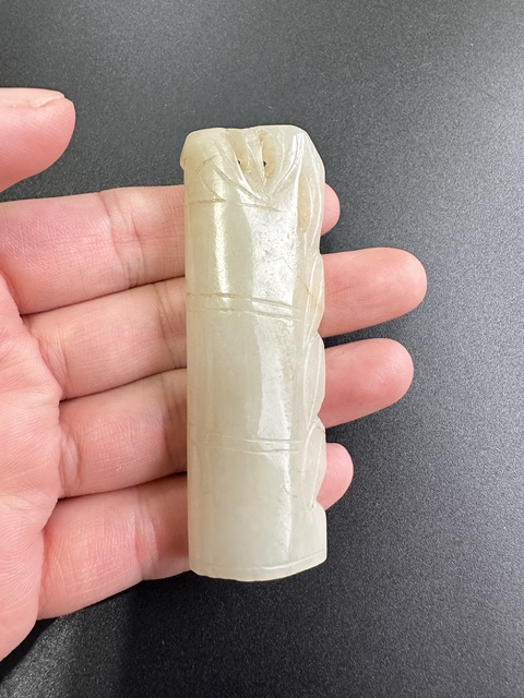 古玩玉器和田玉雕竹節型玉佩真品鑒賞圖