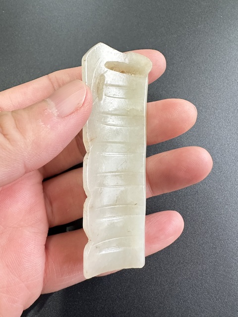 古玩玉器和田玉雕竹節型玉佩真品鑒賞圖