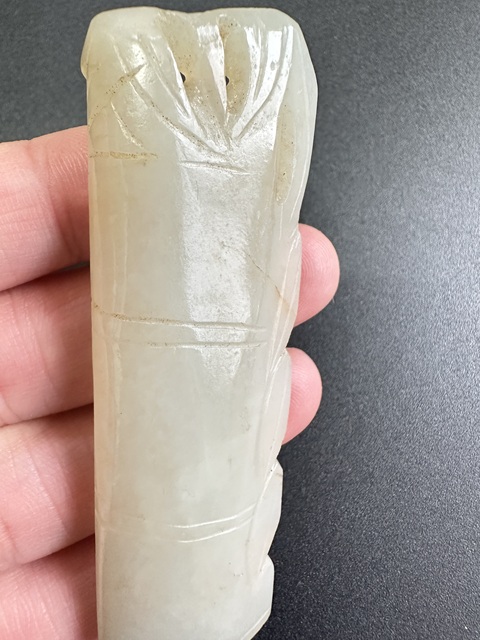 古玩玉器和田玉雕竹節型玉佩真品鑒賞圖