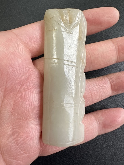 古玩玉器和田玉雕竹節型玉佩真品鑒賞圖