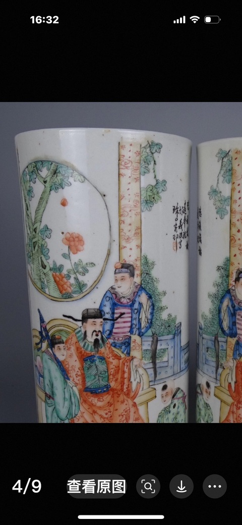 古玩陶瓷人物紋帽筒真品鑒賞圖