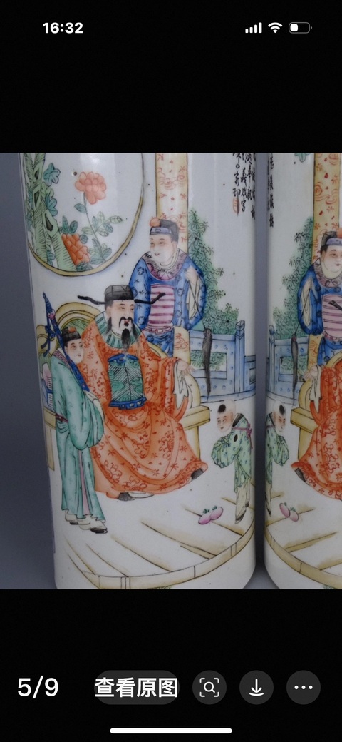 古玩陶瓷人物紋帽筒真品鑒賞圖