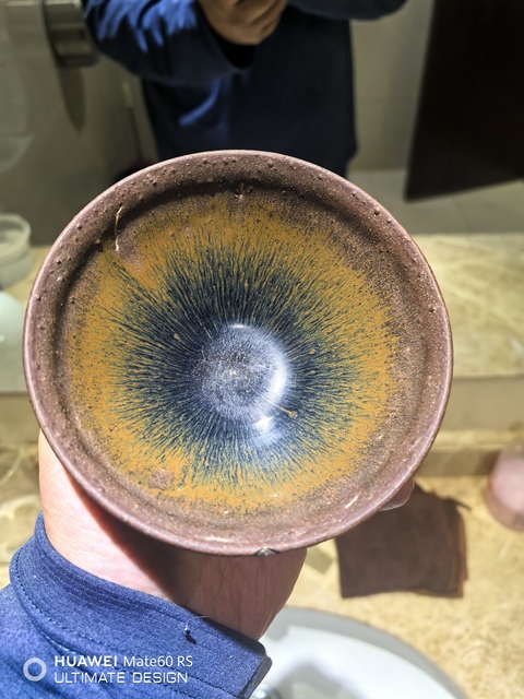 古玩陶瓷建窯兔毫束口盞真品鑒賞圖