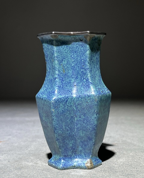 古玩陶瓷爐鈞釉方圣瓶真品鑒賞圖