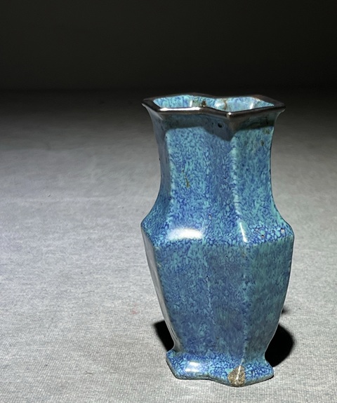 古玩陶瓷爐鈞釉方圣瓶真品鑒賞圖