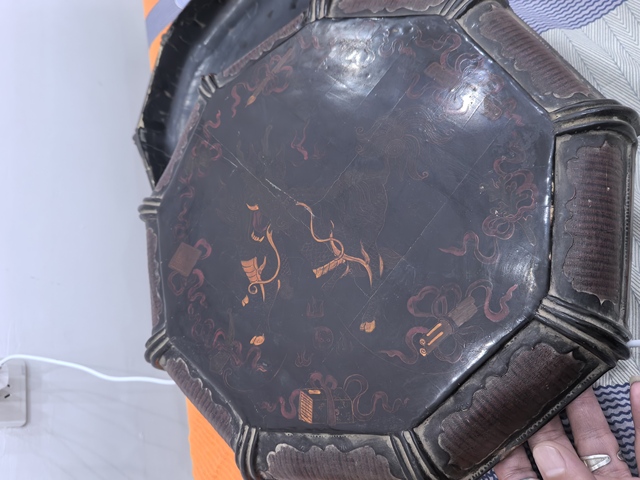 古玩雜項九方竹絲漆盒真品鑒賞圖