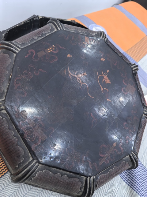 古玩雜項九方竹絲漆盒真品鑒賞圖