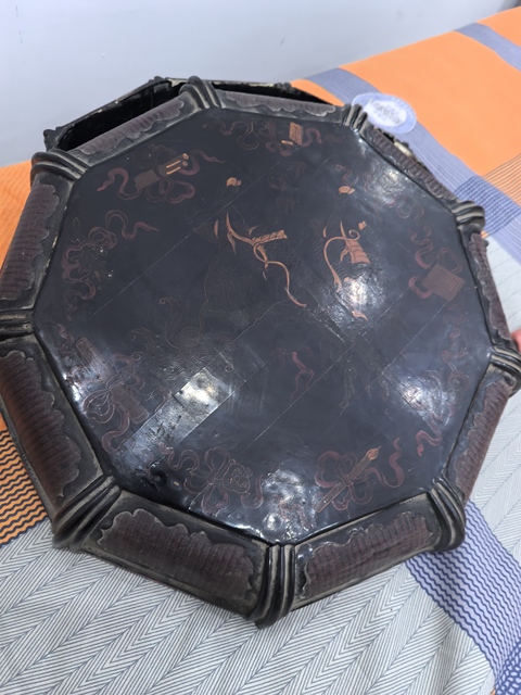 古玩雜項九方竹絲漆盒真品鑒賞圖