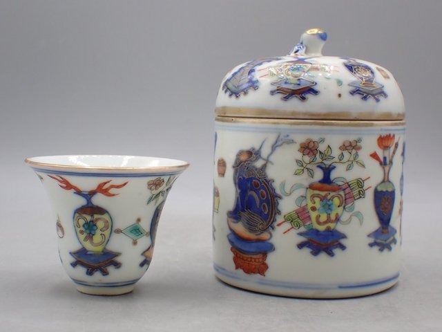 古玩陶瓷斗彩酒溫真品鑒賞圖