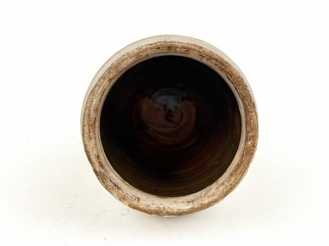 古玩陶瓷清.白地黑褐彩花卉罐真品鑒賞圖