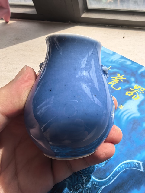 古玩陶瓷晚清藍上藍博古圖小尊拍賣，當前價格3500元