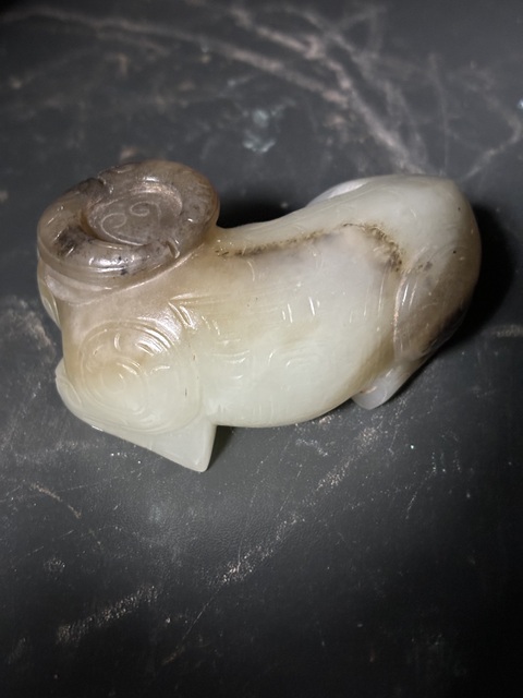 古玩玉器商代風格和田玉牛手把件拍賣，當前價格268元