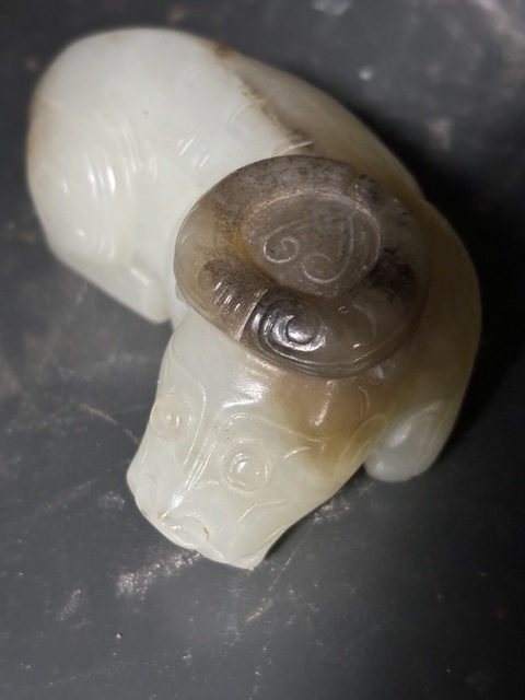 古玩玉器商代風格和田玉牛手把件拍賣，當前價格268元