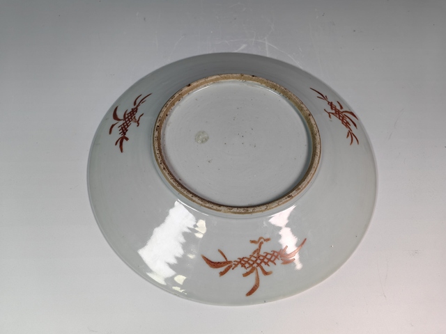 古玩陶瓷清中晚五彩刀馬旦人物紋賞盤真品鑒賞圖