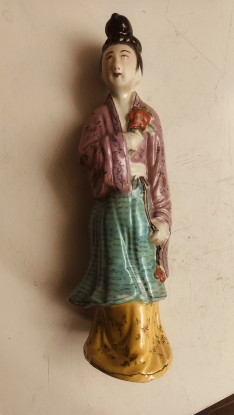 古玩陶瓷粉彩仕女人物造像真品鑒賞圖