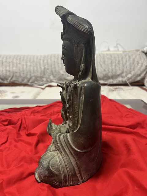 古玩銅器銅送子觀音真品鑒賞圖