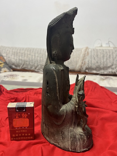 古玩銅器銅送子觀音真品鑒賞圖