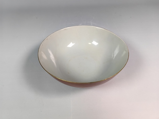 古玩陶瓷同治珊瑚紅蘭花詩文碗真品鑒賞圖