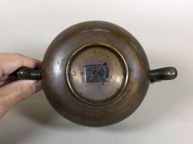 古玩銅器清代戟耳簋式爐 銅爐 宣德爐真品鑒賞圖