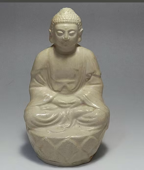 古玩陶瓷白釉佛造像真品鑒賞圖