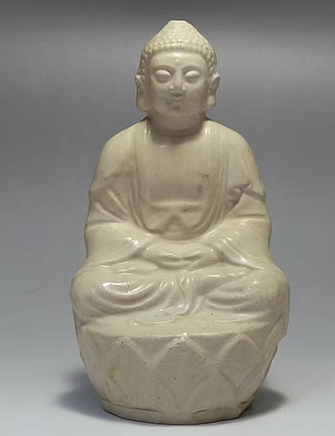 古玩陶瓷白釉佛造像真品鑒賞圖