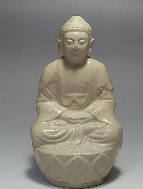 古玩陶瓷白釉佛造像真品鑒賞圖