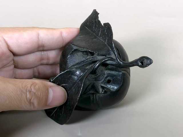 古玩銅器清早期銅柿子硯滴真品鑒賞圖