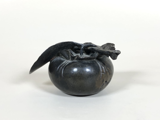 古玩銅器清早期銅柿子硯滴真品鑒賞圖