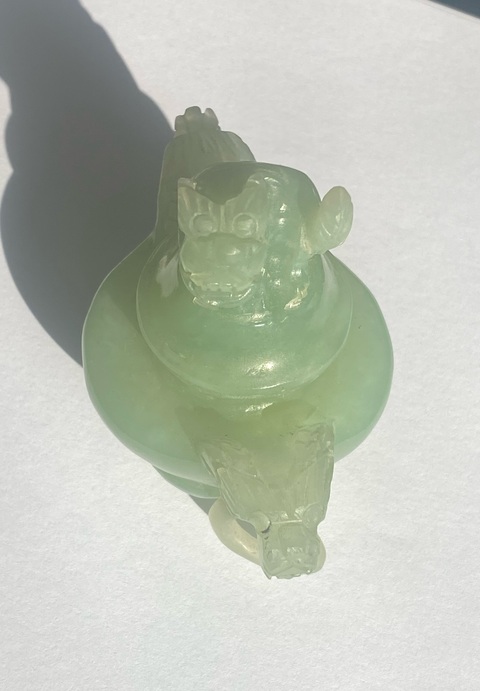 古玩玉器岫玉雕“三足雙耳爐”真品鑒賞圖