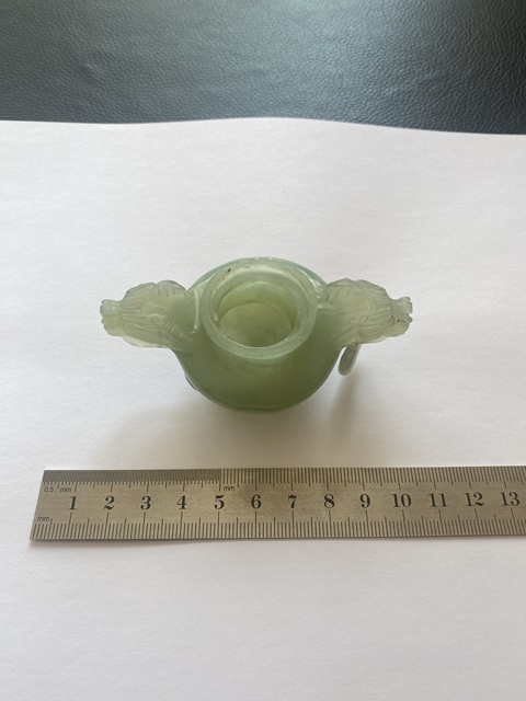 古玩玉器岫玉雕“三足雙耳爐”真品鑒賞圖