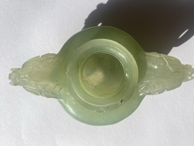 古玩玉器岫玉雕“三足雙耳爐”真品鑒賞圖