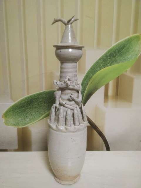 古玩陶瓷【館藏級重器】宋代:影青釉貼塑人物龍紋塔式罐【原蓋】拍賣，當前價格2999元