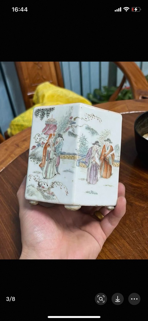 古玩陶瓷粉彩故事人物溫酒器真品鑒賞圖