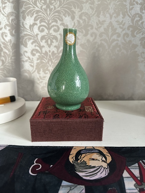 古玩陶瓷綠哥釉膽瓶真品鑒賞圖