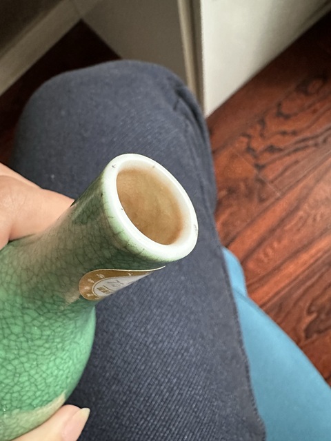 古玩陶瓷綠哥釉膽瓶真品鑒賞圖