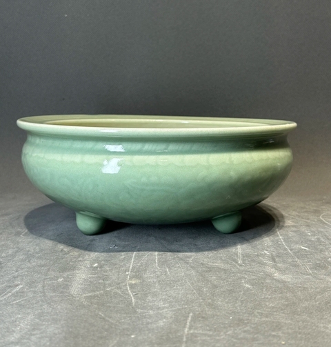 古玩陶瓷（乾隆）青釉三乳足缽式香爐拍賣，當前價格7000元