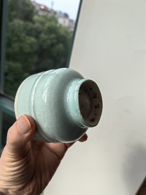 古玩陶瓷湖田窯青白釉弦紋杯真品鑒賞圖