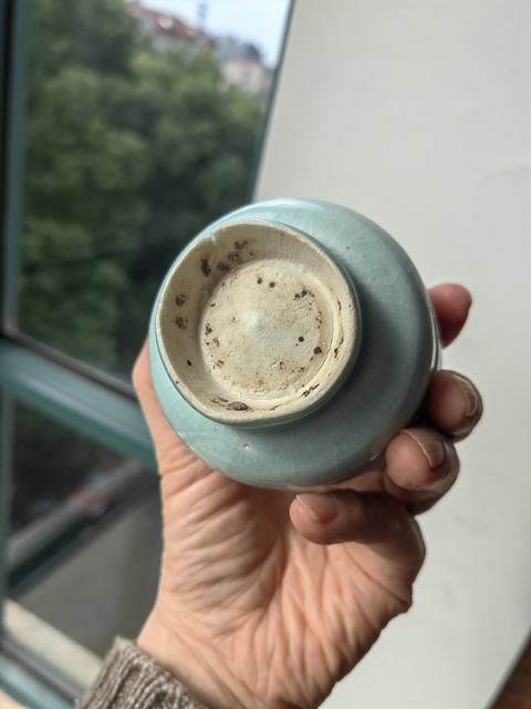 古玩陶瓷湖田窯青白釉弦紋杯真品鑒賞圖