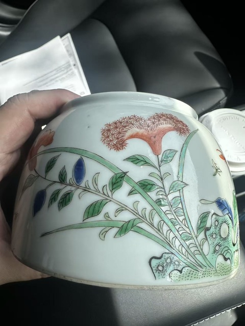 古玩陶瓷五彩花鳥馬蹄尊真品鑒賞圖