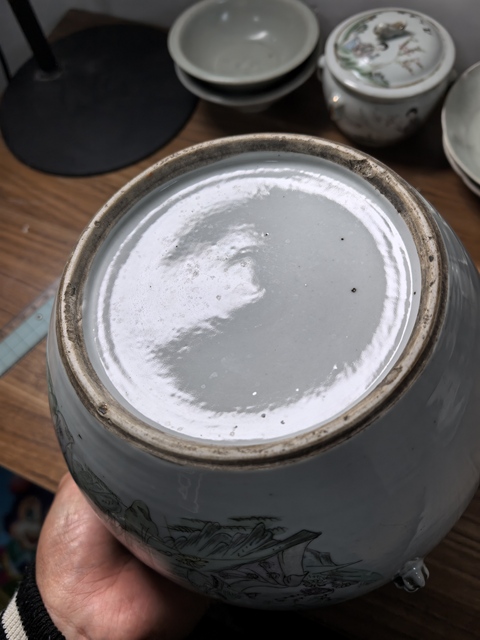 古玩陶瓷民國粉彩仕女圖粥罐真品鑒賞圖