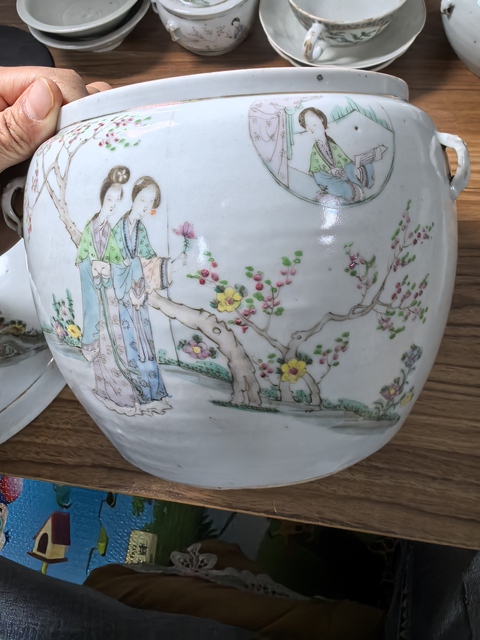 古玩陶瓷粉彩仕女人物粥罐拍賣，當前價格980元