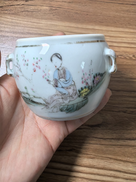 古玩陶瓷民國粉彩粥罐真品鑒賞圖