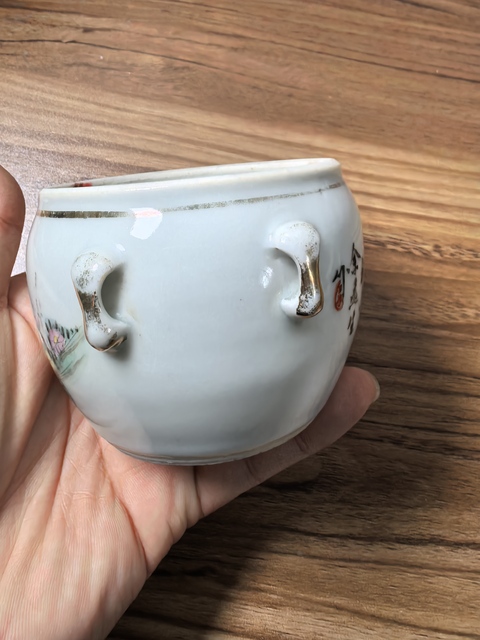 古玩陶瓷民國粉彩粥罐真品鑒賞圖
