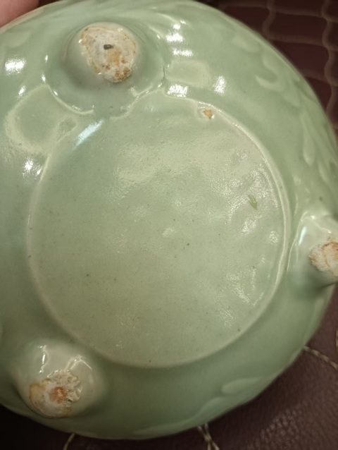 古玩陶瓷豆青釉三足香爐拍賣，當前價格5555元