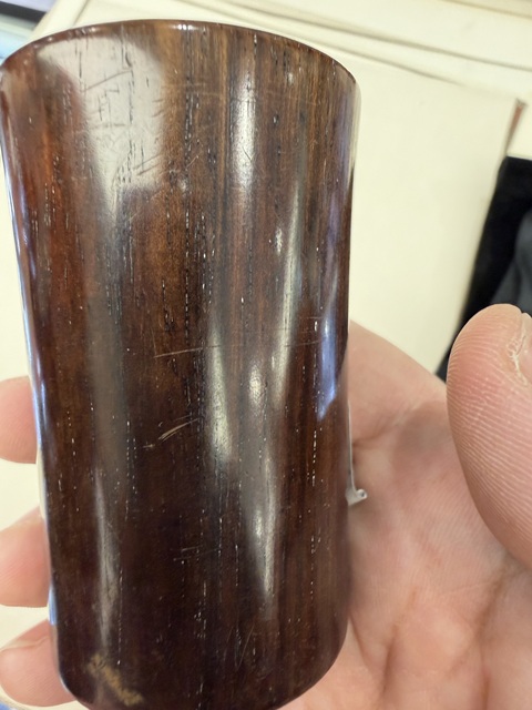 古玩雜項老紅木筆筒真品鑒賞圖