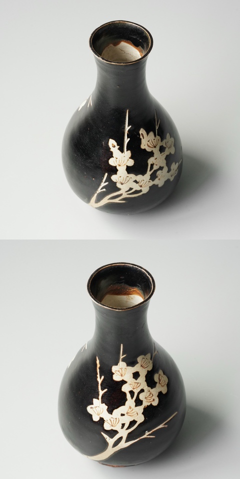 古玩陶瓷吉州窯剔刻梅樹玉壺春真品鑒賞圖